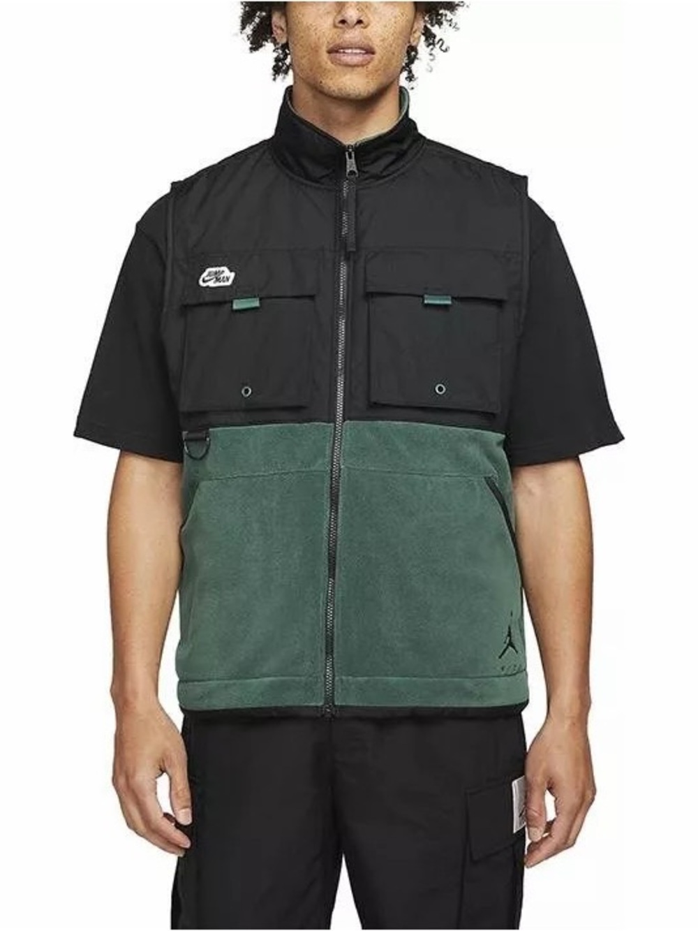 Nike Air Jordan Jumpman Fleece Flight Vest DC9661 Green Black Loose Fit Sz M
